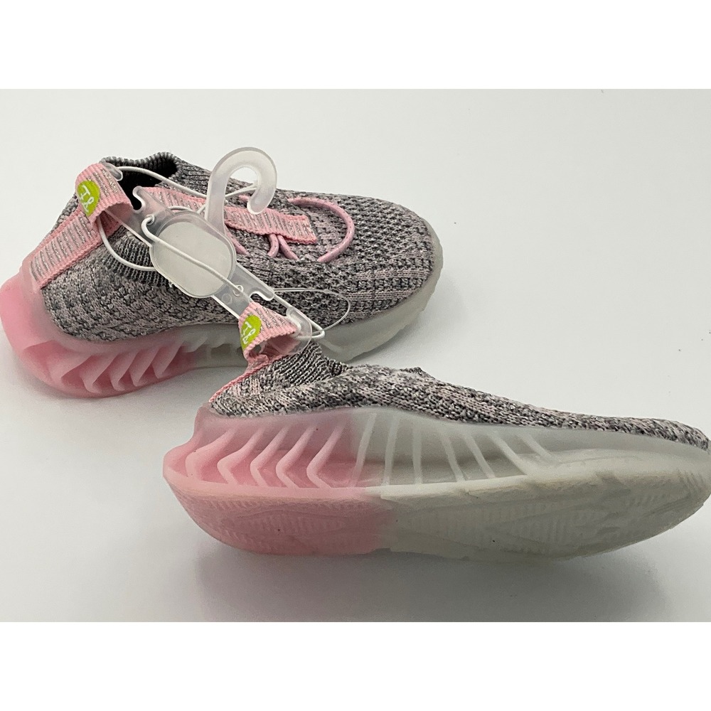 First Steps Toddler Girls Grey Pink Knit Slip On Sneakers Size 4 9-12 Months - Picture 6 of 6